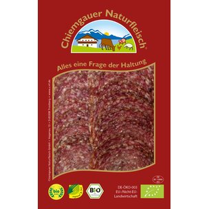 Chiemgauer Haussalami aus Rind- und Schweinefleisch, geschnitten