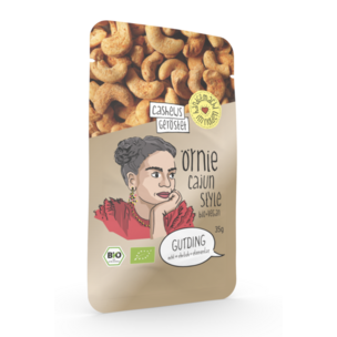 Örnie - geröstete Bio-Cashews Cajun-Style im PP-Tütchen