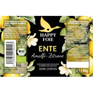 Happy Foie (130g Rolle) - Ente + Amalfi-Zitrone, bio