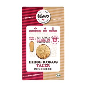 Hirse Kokos Taler mit Schokolade, glutenfrei