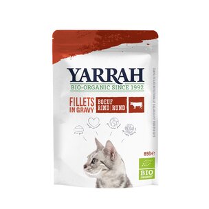 Katzen Bio Pouch Filets mit Rind in Soße