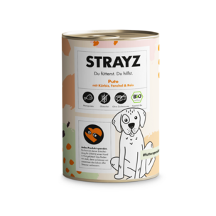 STRAYZ Hund Nassfutter Pute mit Kürbis, Fenchel & Reis BIO, 400g