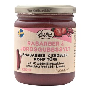 Rabarber & Jordgubbssylt, Fruchtaufstrich aus Rhabarber und Erdbeeren, kbA