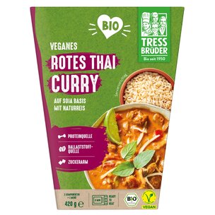 veganes Bio Rotes Thai Curry mit Soja und Naturreis