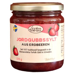 Jordgubbssylt, Fruchtaufstrich aus Erdbeeren, kbA