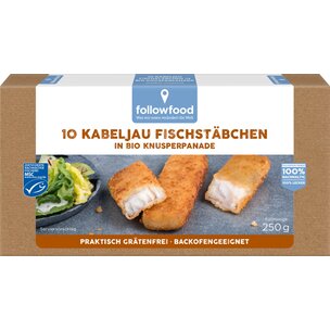 10 Kabeljau Fischstäbchen in Bio-Panade