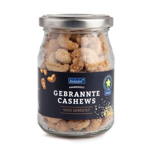 Gebrannte Cashews im Pfandglas