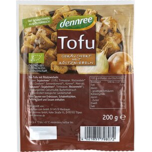 Tofu geräuchert mit Röstzwiebeln