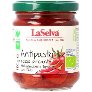 Antipasto rosso piccante-Halbgetr.Tomaten und Chil